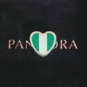 Pandora Nigeria Flag Heart Charm Bead Pendant with box